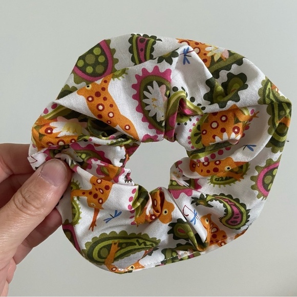 Handmade Accessories - Handmade Paisley and Frog Print Scrunchie